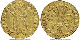Anonymous gold Florin d'Or ND AU Details (Cleaned) NGC, cf. Fr-37a (under Italy). 3.35gm. +FLOR | ЄXΛA, stylized lily / S • IOHΛ | NNES • B • (eagle's...