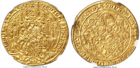 Aquitaine. Edward the Black Prince gold Noble Guyennois a la Rose (Pavillon d'Or) ND (1362-1372) AU Details (Obverse Damage) NGC, Bordeaux mint, Fr-5,...