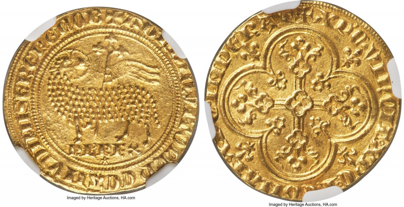 Philippe IV (1285-1314) gold Agnel d'Or ND (from 1311) MS62 NGC, Paris mint, Fr-...