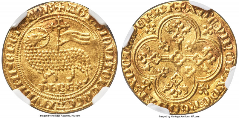 Philippe IV (1285-1314) gold Agnel d'Or ND (from 1311) AU53 NGC, Paris mint, Fr-...