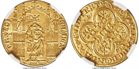 Charles IV (1322-1328) gold Royal d'Or ND (from 1326) AU58 NGC, Paris mint, Fr-261, Ciani-252, Dup-240. 4.17gm. Emission from 16 February 1326. • K'OL...