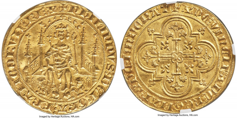 Philippe VI (1328-1350) gold Parisis d'Or ND (from 1329) MS63 NGC, Paris mint, F...