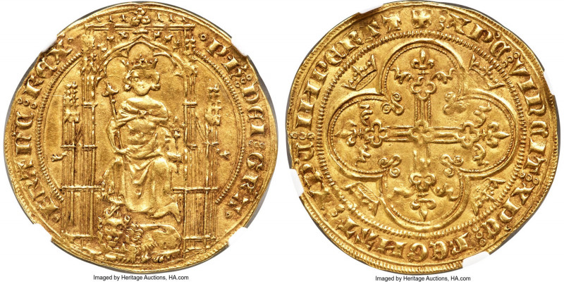 Philippe VI (1328-1350) gold Lion d'Or ND (from 1338) AU55 NGC, Paris mint, Fr-2...