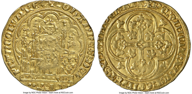 Jean II le Bon (1350-1364) gold Ecu d'Or a la chaise ND (from 1351) Clipped NGC,...