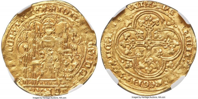 Jean II le Bon (1350-1364) gold Ecu d'Or a la chaise ND (from 1351) MS60 NGC, Pa...