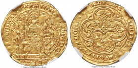 Jean II le Bon (1350-1364) gold Ecu d'Or a la chaise ND (from 1351) MS60 NGC, Paris mint, Fr-276, Ciani-352, Dup-289C. 4.40gm. 4th Emission (from 22 S...