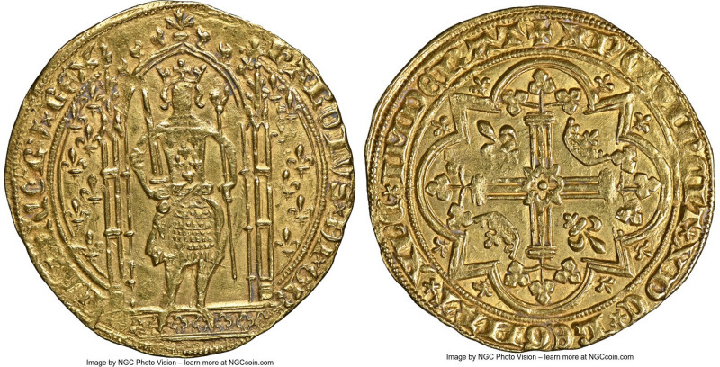 Charles V (1364-1380) gold Franc a Pied ND (from 1365) AU Details (Cleaned) NGC,...