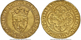 Charles VI (1380-1422) gold Ecu d'Or a la couronne ND (from 1385) UNC Details (Cleaned) NGC, Paris mint?, Fr-291, Dup-369A. 4.00gm. 1st Emission (from...