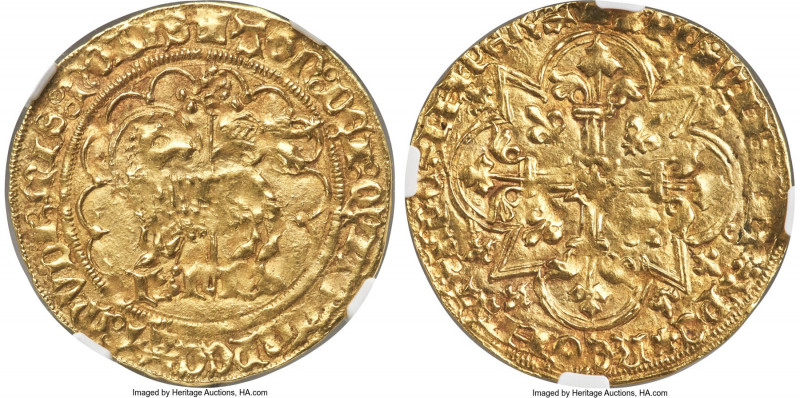 Charles VI (1380-1422) gold Agnel d'Or ND (from 1417) AU55 NGC, La Rochelle mint...