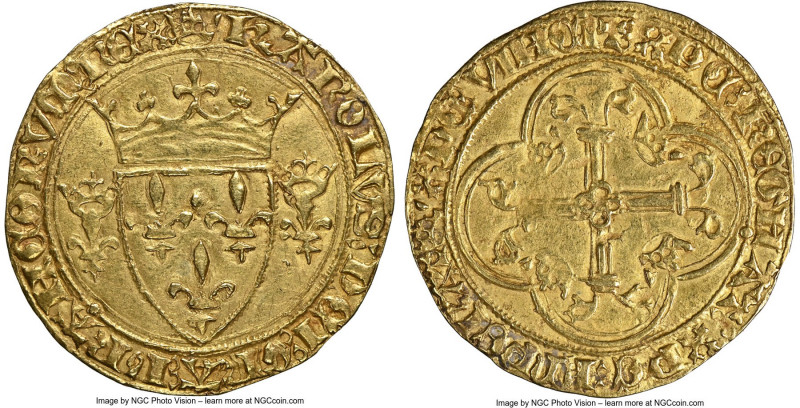 Charles VII (1422-1461) gold Ecu d'Or a la couronne ND (from 1445) MS61 NGC, Tou...