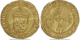 Louis XI (1461-1483) gold Ecu d'Or au soleil ND (from 1475) AU58 NGC, Toulouse mint (annulet below 5th letter), Fr-314, Ciani-745, Dup-544. 3.39gm. Em...