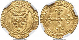 Louis XII (1498-1514) gold 1/2 Ecu d'Or au soleil ND (from 1498) MS61 NGC, Toulouse mint (annulet below 5th letter), Fr-324, Ciani-901, Dup-648. 1.72g...