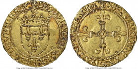 Louis XII (1498-1514) gold Ecu d'Or ND (from 1498) AU Details (Cleaned) NGC, Lyon mint (pellet below 12th letter), Fr-323, Dup-647. 3.42gm. (crowned l...