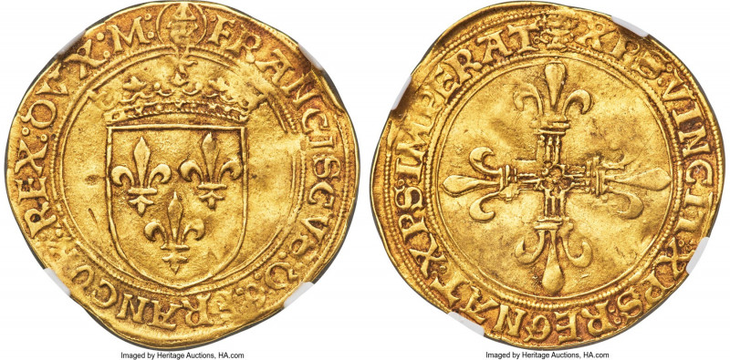 Milan. François I of France (1515-1547) gold Ecu d'Or au soleil (Scudo d'Oro del...