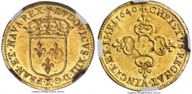 Louis XIII gold Ecu d'Or 1640-X MS61 NGC, Amiens mint, KM41.17, Dup-1282B, Gad-55. 3.37gm. Struck upon a bright lemon-gold planchet bearing traces of ...