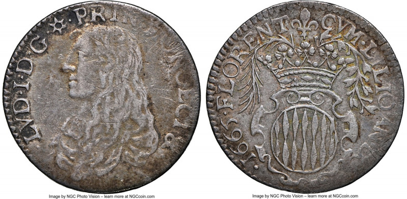 Louis I Luigino (1/12 Ecu or 5 Sols) 1665 VF30 NGC, KM40, Gad-MC70. Round arms w...