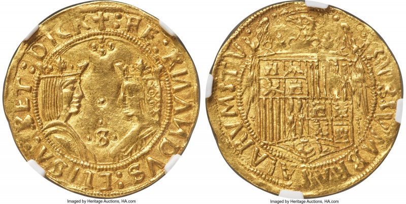 Ferdinand & Isabella (1474-1504) gold 2 Excelentes ND (from 1497)-S MS61 NGC, Se...