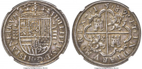 Philip II 8 Reales 1589-(Aqueduct) AU58 NGC, Segovia mint, Cal-704, Cay-3991. A sharp emission of this earlier milled 8 Reales issue produced at the s...