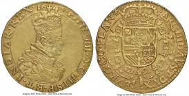 Flanders. Philip IV of Spain gold 2 Souverain d'Or 1643 XF Details (Repaired) NGC, Bruges mint, KM51, Vandhoudt-637BG. 10.96gm. Displaying matte-like ...