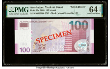 Azerbaijan Merkezi Banki 100 Manat 2005 Pick 30s Specimen PMG Choice Uncirculated 64 EPQ. Red Specimen overprints are present on this example.

HID098...