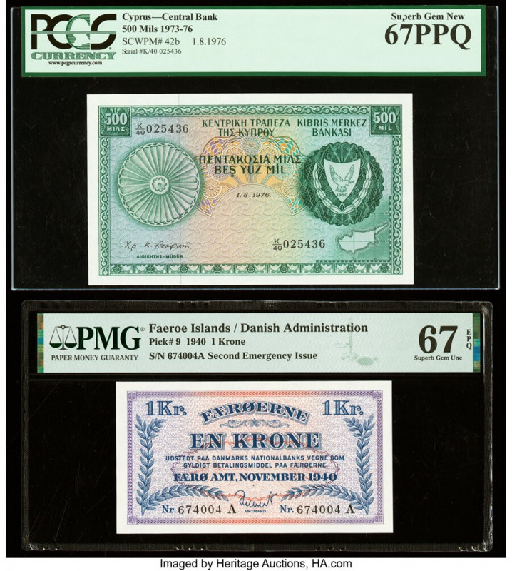 Cyprus Central Bank of Cyprus 500 Mils 1.8.1976 Pick 42b PCGS Superb Gem New 67P...