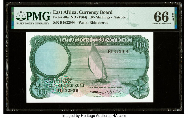 East Africa East African Currency Board 10 Shillings ND (1964) Pick 46a PMG Gem ...