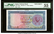 Egypt National Bank of Egypt 1 Pound 1952-60 Pick 30bs Specimen PMG About Uncirculated 55. Printer's annotations.

HID09801242017

© 2020 Heritage Auc...