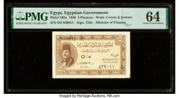 Egypt Egyptian Government 5 Piastres 1940 Pick 165a PMG Choice Uncirculated 64. One of two consecutive offered in this auction.

HID09801242017

© 202...