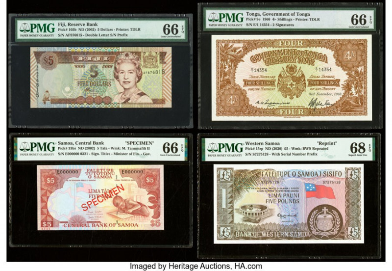 Fiji, Samoa, Tonga & Western Samoa Group Lot of 4 Examples PMG Gem Uncirculated ...