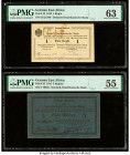 German East Africa Deutsch-Ostafrikanische Bank 1; 5 Rupien 1.2.1916; 1.11.1916 Pick 19; 35 Two Examples PMG Choice Uncirculated 63; About Uncirculate...