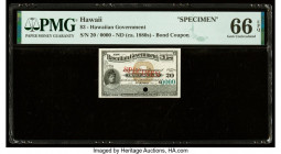 Hawaii Hawaii Government 3 Dollars ND (ca. 1880s) Bond Coupon PMG Gem Uncirculated 66 EPQ. Red Specimen overprint and one POC present.

HID09801242017...