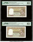 India Reserve Bank of India 5 Rupees ND (1943) Pick 18b Jhun4.3.2 Two Consecutive Examples PMG Choice Uncirculated 63 EPQ (2). Staple holes at issue.
...