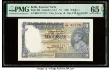 India Reserve Bank of India 10 Rupees ND (1943) Pick 19b Jhun4.5.2 PMG Gem Uncirculated 65 EPQ. Staple holes at issue.

HID09801242017

© 2020 Heritag...