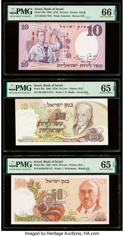 Israel Bank of Israel 10 (2); 50 Lirot; 20 (2); 100 New Sheqalim 1958; 1968 (2);...