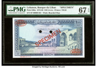 Lebanon Banque du Liban 100 Livres 1972-80 Pick 66bs Specimen PMG Superb Gem Unc 67 EPQ. Red Specimen & TDLR overprints and two POCs are present on th...