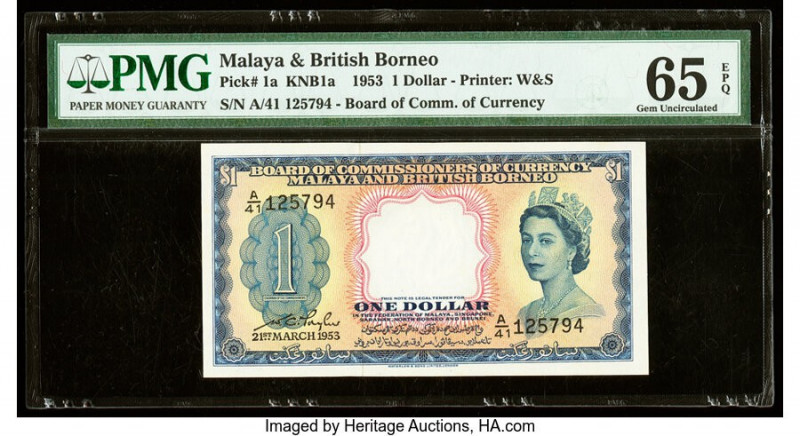 Malaya and British Borneo Board of Commissioners of Currency 1 Dollar 21.3.1953 ...