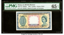 Malaya and British Borneo Board of Commissioners of Currency 1 Dollar 21.3.1953 Pick 1a B101 KNB1a PMG Gem Uncirculated 65 EPQ. 

HID09801242017

© 20...