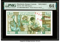 Mauritania Banque Centrale de Mauritanie 1000 Ouguiya 20.6.1973 Pick 3s Specimen PMG Choice Uncirculated 64 EPQ. Red Specimen overprints are present o...