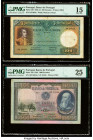 Portugal Banco de Portugal 100; 1000 Escudos 21.2.1935; 29.9.1942 Pick 150; 156 Two Examples PMG Choice Fine 15; Very Fine 25. A tape repair is presen...