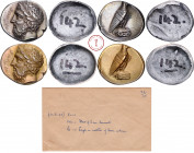 Elis, Olympie, 106e olympiade, Electrotype du British Museum par Robert Ready ou son fils, Statère, 356 avant J.-C., Av. Tête laurée de Zeus à gauche,...