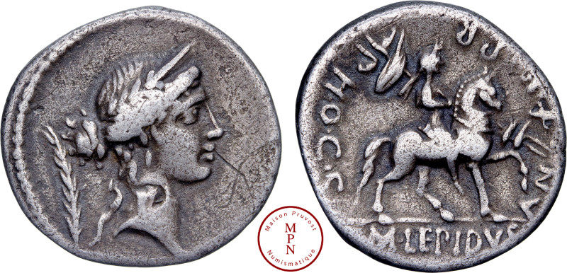 Aemilia, M. Aemilius Lepidus, Denier, 58 avant J.-C., Rome, Av. Tête diadémée et...