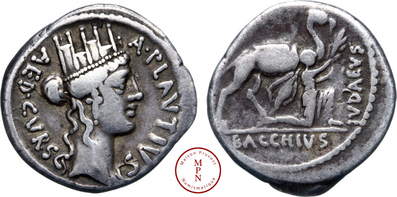 Plautia, A. Plautius Hypsaeus, Édile Curule, Denier, 55 avant J.-C., Rome, Av. A...