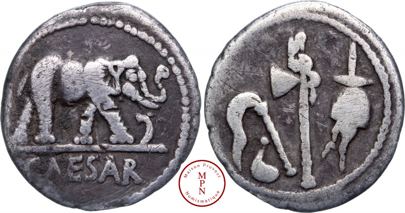 Jules César, Dictateur (49-44 avant J.-C.), Denier, 49 avant J.-C., Atelier suiv...