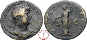 Hadrien (117-138), Sesterce, 122-125, Rome, Av. IMP CAESAR TRAIAN HADRIANVS AVG, Buste lauré, drapé et cuirassé à droite, Rv. P M TR P COS III S C, Cé...