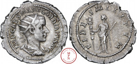 Gordien III (238-244), Antoninien, 238-239, Rome, Av. IMP CAES MANT GORDIANVS AVG, Buste radié, drapé et cuirassé à droite, Rv. FIDES MILITVM, La Fidé...