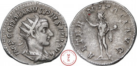 Gordien III (238-244), Antoninien, 238-244, Rome, Av. IMP GORDIANV PIVS FEL AVG, Buste radié, drapé et cuirassé à droite, Rv. AETERNITATI, Sol nu, deb...