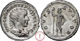 Gordien III (238-244), Antoninien, 238-244, Rome, Av. IMP GORDIANV PIVS FEL AVG, Buste radié, drapé et cuirassé à droite, Rv. IOVI STATORI, Jupiter de...