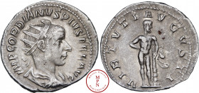 Gordien III (238-244), Antoninien, 238-244, Rome, Av. IMP GORDIANV PIVS FEL AVG, Buste radié, drapé et cuirassé à droite, Rv. VIRTVTI AVGVSTI, Hercule...