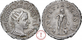 Gordien III (238-244), Antoninien, 238-244, Rome, Av. IMP GORDIANV PIVS FEL AVG, Buste radié, drapé et cuirassé à droite, Rv. VIRTVTI AVGVSTI, Hercule...