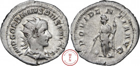 Gordien III (238-244), Antoninien, 243-244, Rome, Av. IMP GORDIANV PIVS FEL AVG, Buste radié, drapé et cuirassé à droite, Rv. PROVIDENTIA AVG, La Prov...